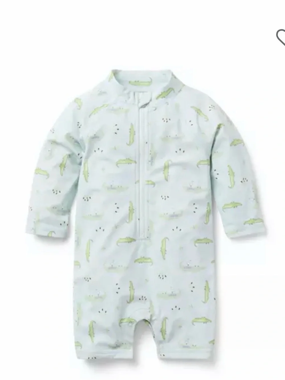 Janie and Jack Light Blue Rashguard One-Piece with Green Alligator Print